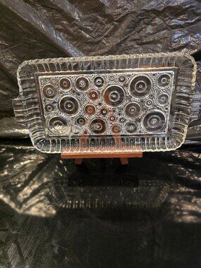 Bubble Tray Serva-Snack Clear Glass Anchor Hocking Colonial Lady Circles 11" MCM